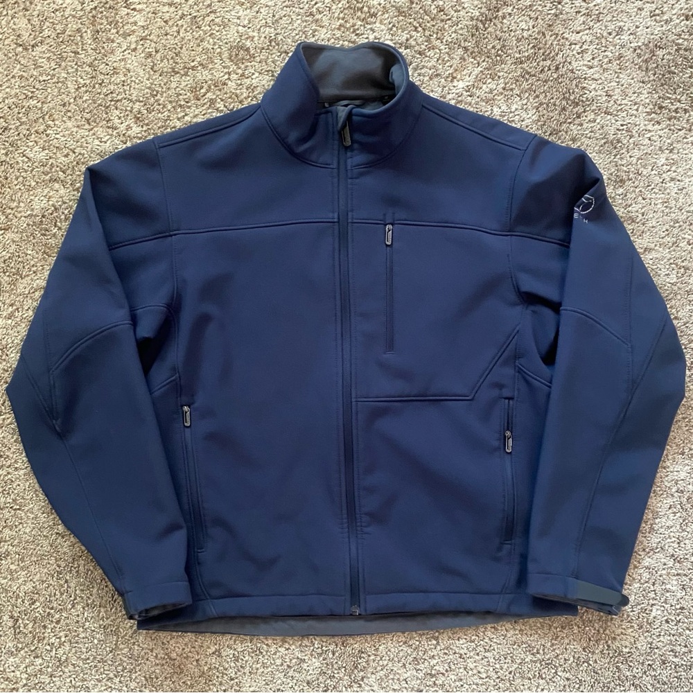 Tech By Tumi Men’s Medium Full Zip Jacket Soft Shell Fleece Lined Stretch Navy